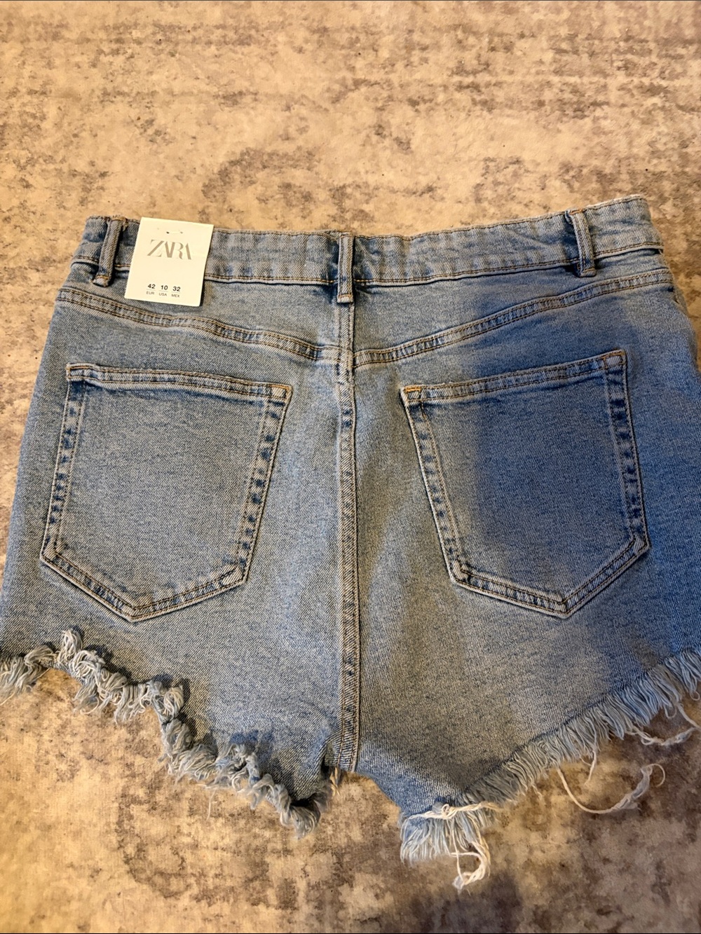 Zara Light Blue Denim Cutoff Shorts with Frayed Hem